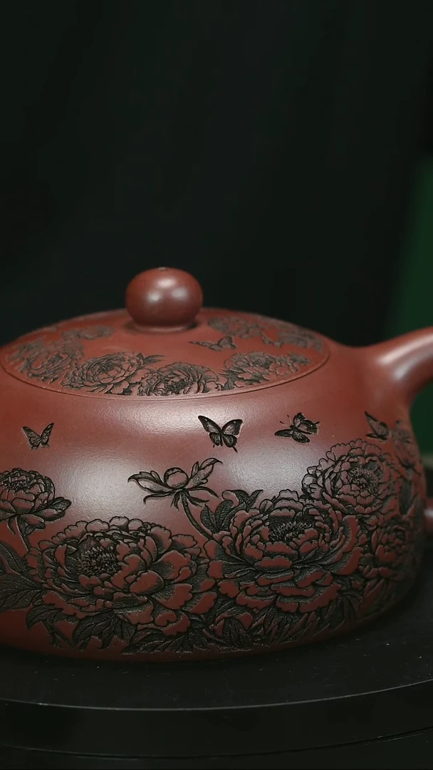 茶壶紫砂三**文H1795陆建平牡丹半月