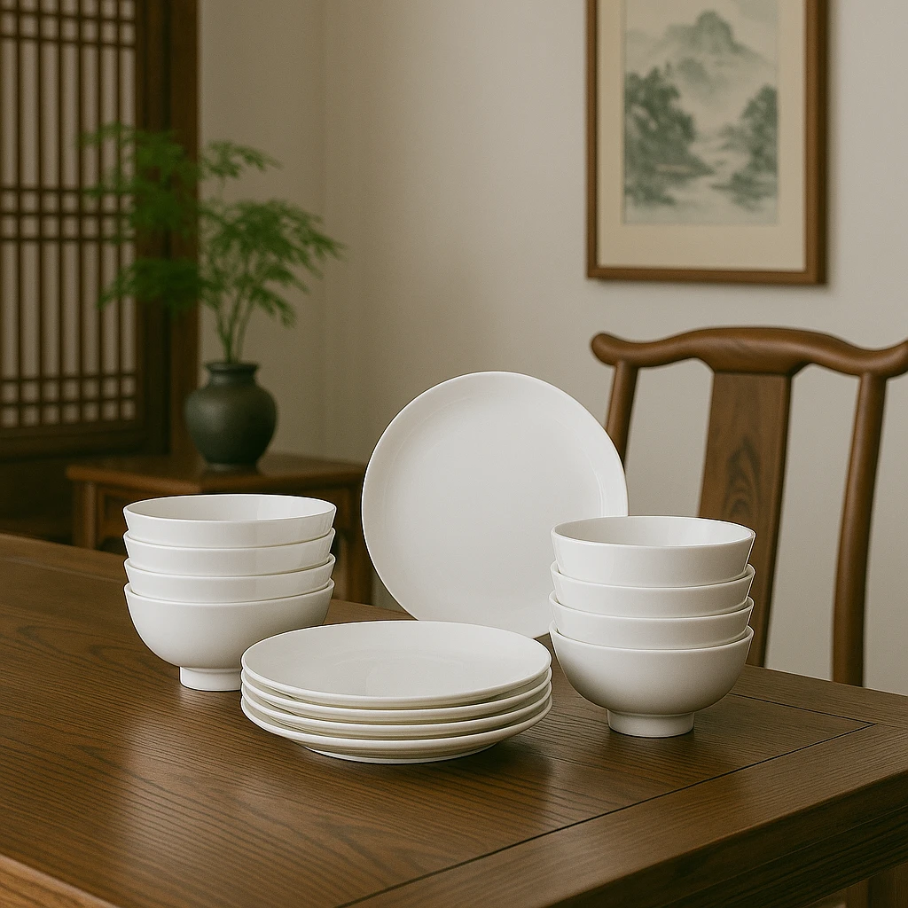全骨瓷 5寸直口碗×4 ｜不易挂油·易清洗·微波炉可用｜