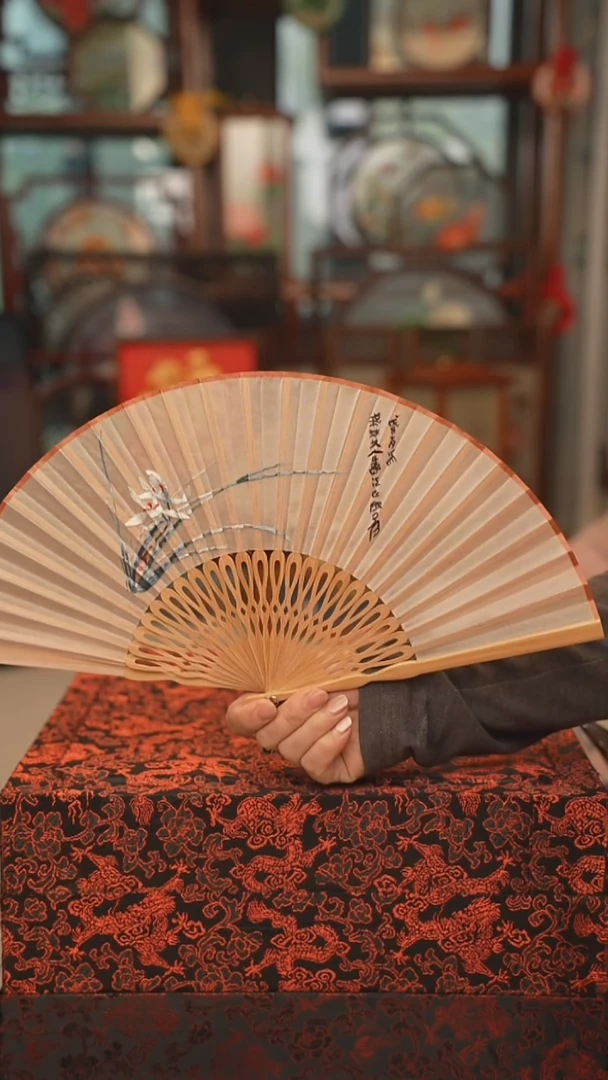 扇子摆件摆台双面绣花