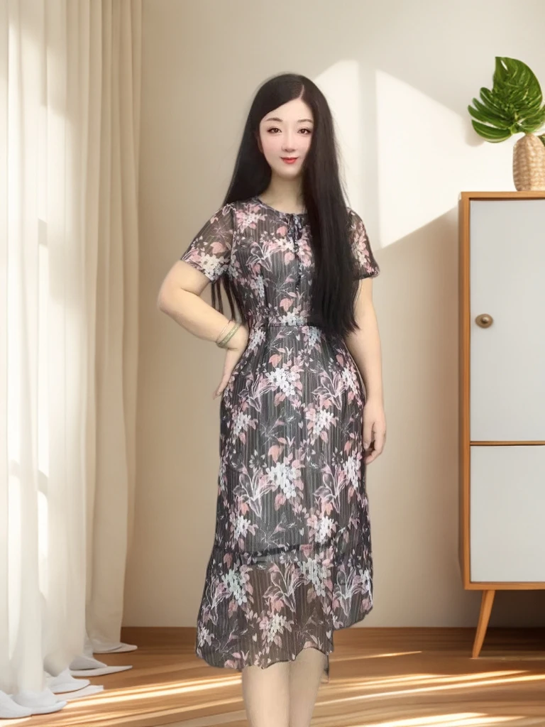 584号断码特价南韩冰丝高弹力连衣裙