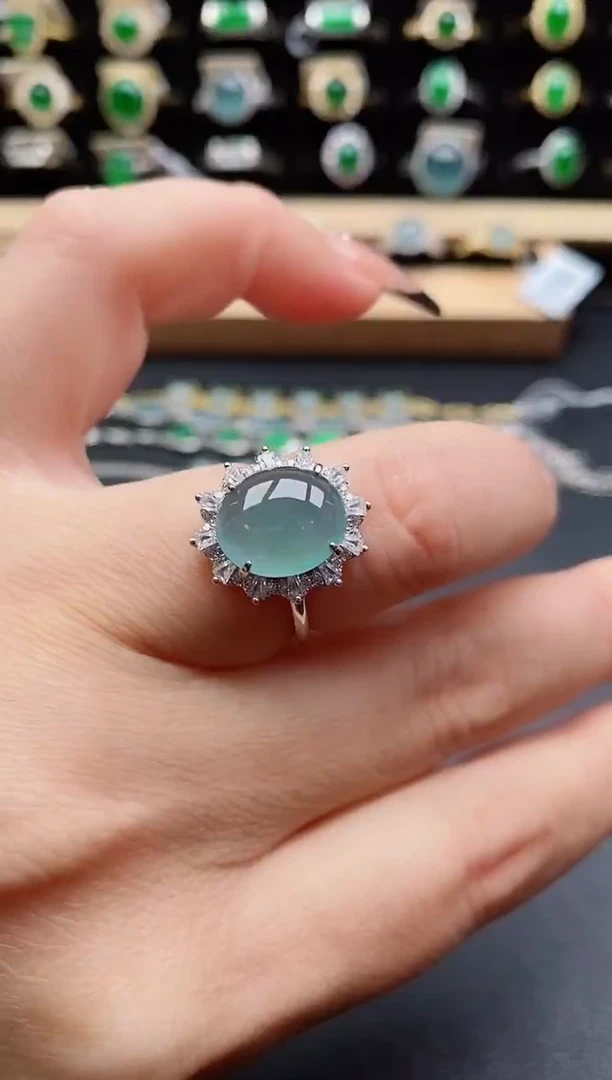 银S925镶嵌戒指翡翠1