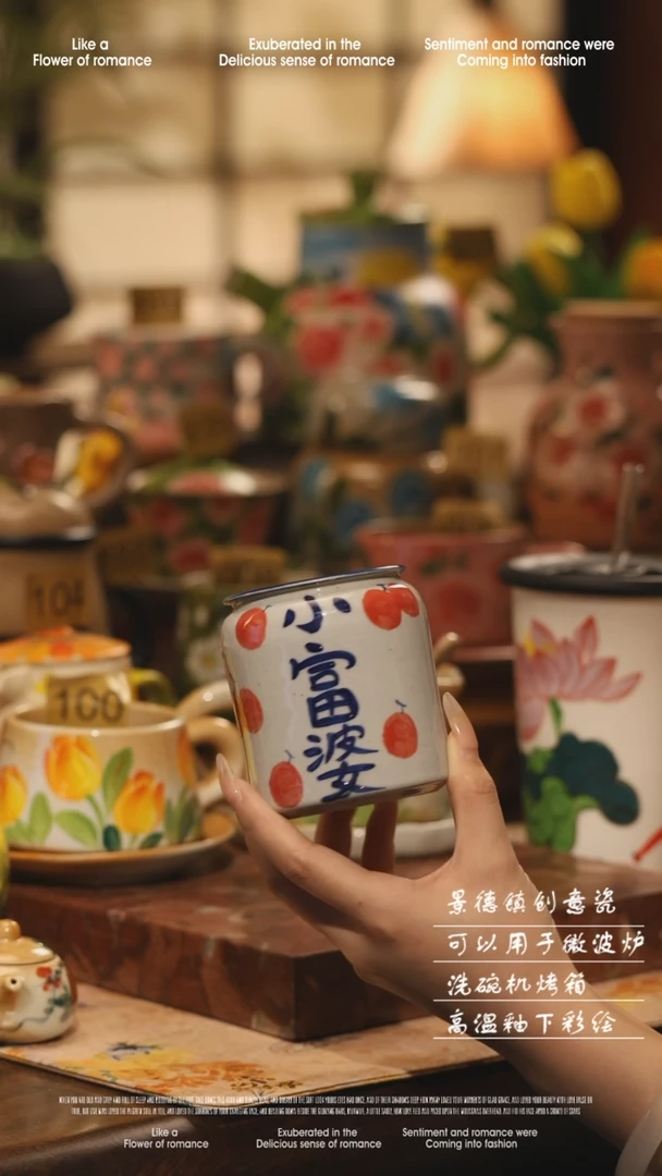 陶瓷景德镇高温手绘釉下彩设计师款式