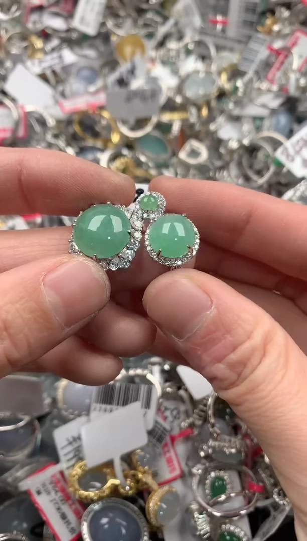 银S925镶嵌戒指翡翠444  9