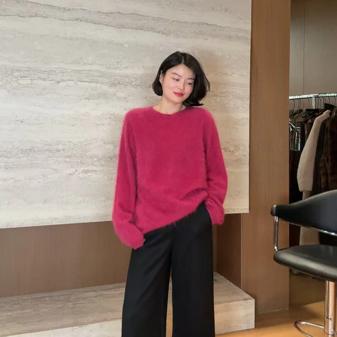 TANTAN 休闲宽松圆领慵懒风秋冬针织毛衣3287