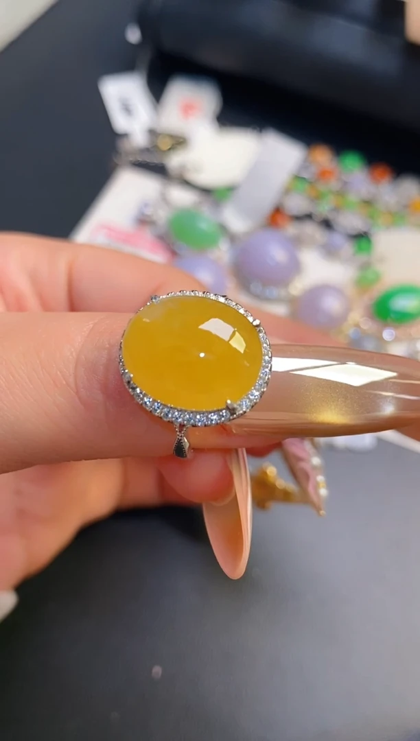 银S925镶嵌戒指翡翠天然