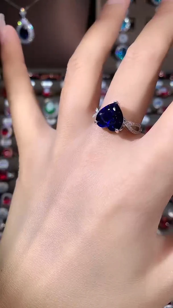 无925银皇家蓝色戒指