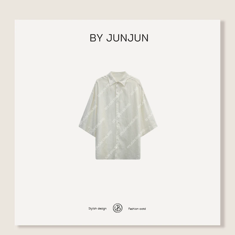 ByJunjun【又见】7分袖A类亚麻衬衣显瘦宽松韩版衬衣C25C5016