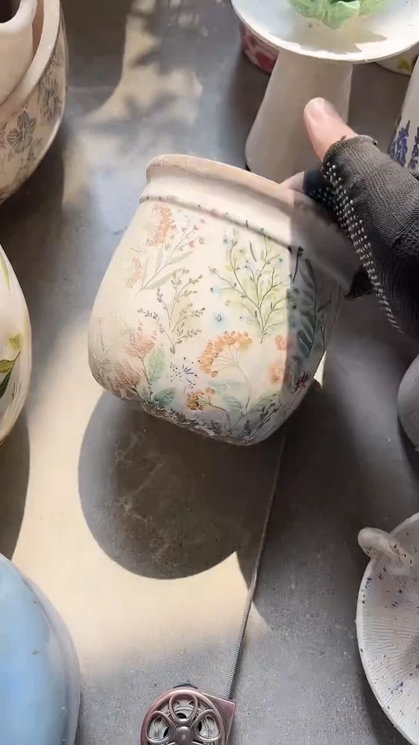 【闪购商品】陶瓷花盆高14cm内口13cm