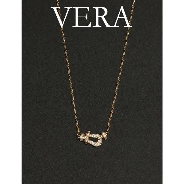 铜合金项链  VERA2005马蹄项链镶钻轻奢气质百搭坠链小众简约时尚