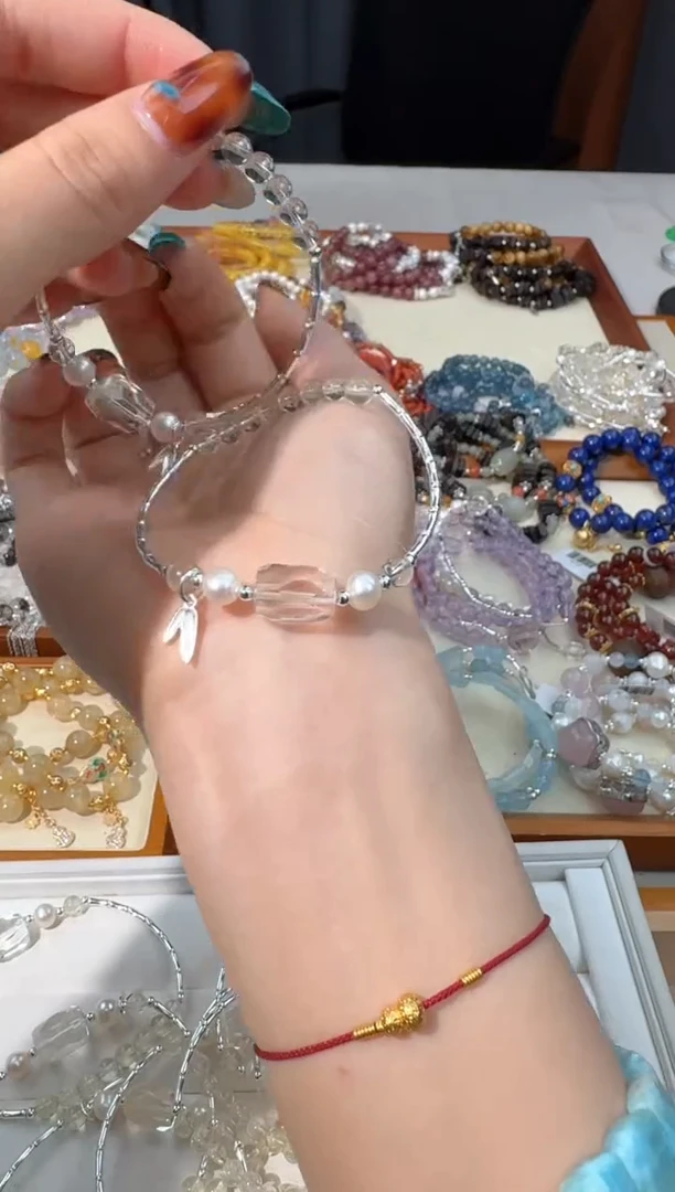 【闪购商品】水晶手链银S925镶嵌【有棉裂】A018黄水随行弯管款