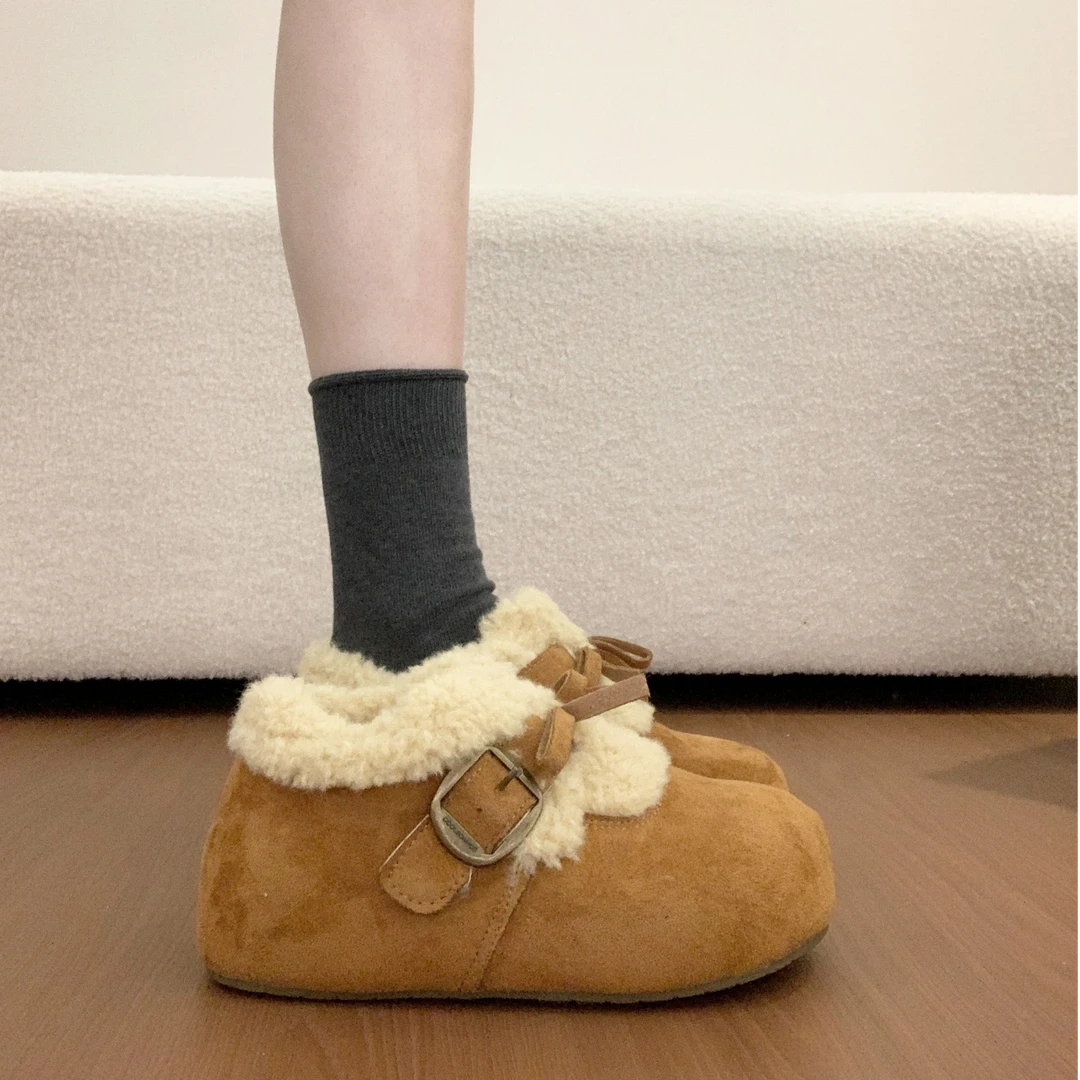 内增高复古勃肯鞋厚底雪地靴女2025秋冬季新款加绒加厚保暖棉鞋子