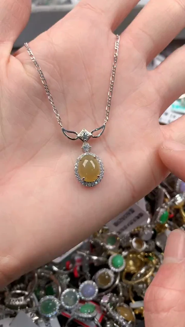 银S925镶嵌戒指翡翠5           7