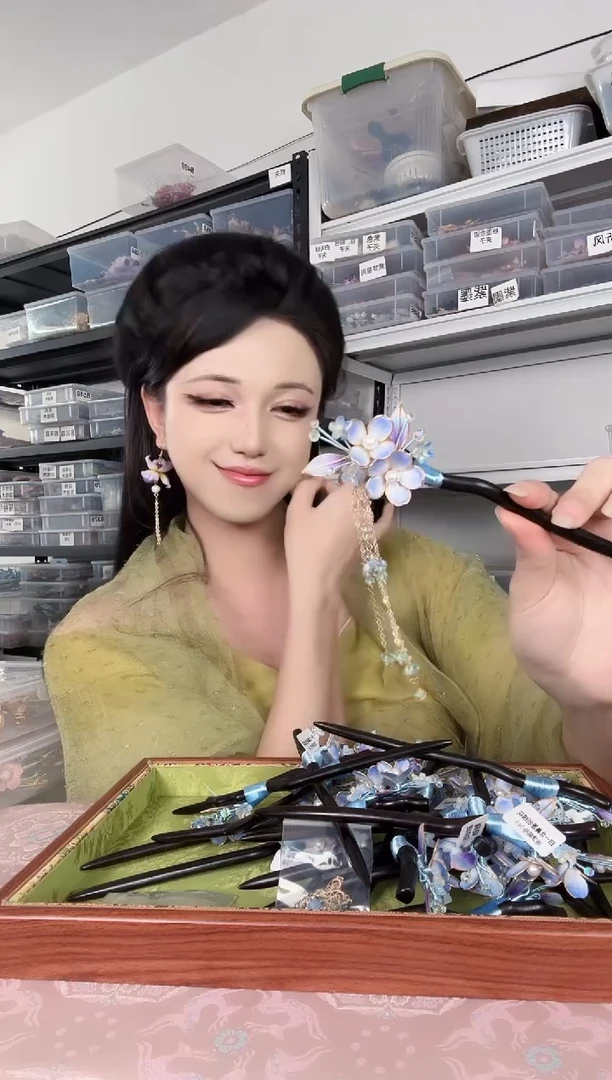 无铜合金587 绒花发簪