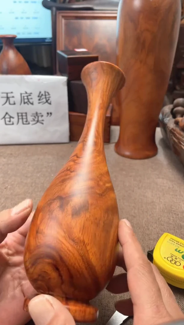 黄花梨/降香黄檀木头款海黄新料花瓶8/24.5