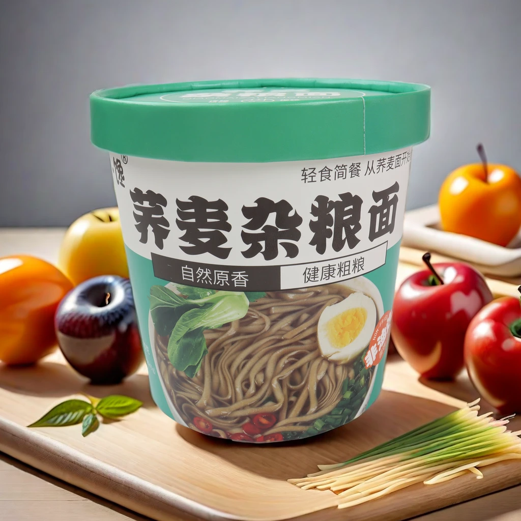 免煮桶装荞麦杂粮面便宜速食粗粮冲泡即食一整箱荞麦面桶装非油炸