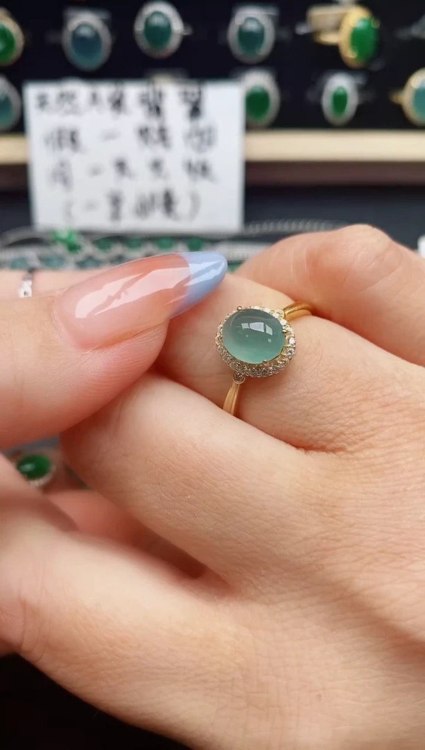 翡翠戒指银S925镶嵌321312
