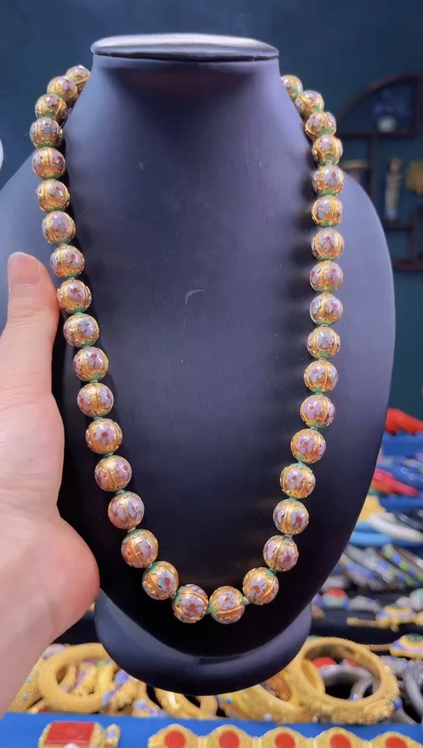 【闪购商品】非遗绝技 景泰蓝金地瓜棱1.2项链