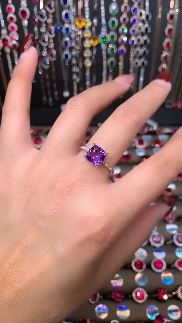 【闪购商品】水晶戒指银S925镶嵌8银色