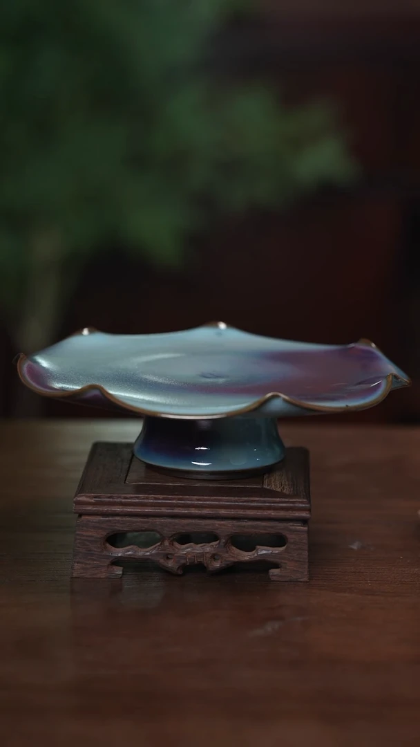 【闪购商品】清凉寺原产地仿古釉手工钧瓷高足盏拖