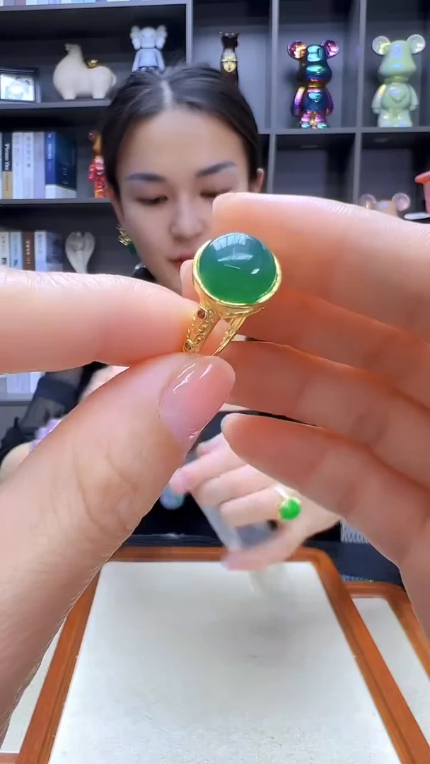 翡翠14K金镶嵌颈饰沉白diy劲饰