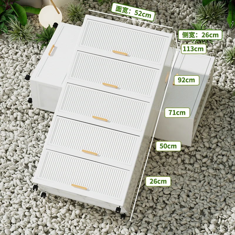 DZ【52cm正宽】收纳柜翻盖储物柜多层家用客厅零食收纳柜多层可移动