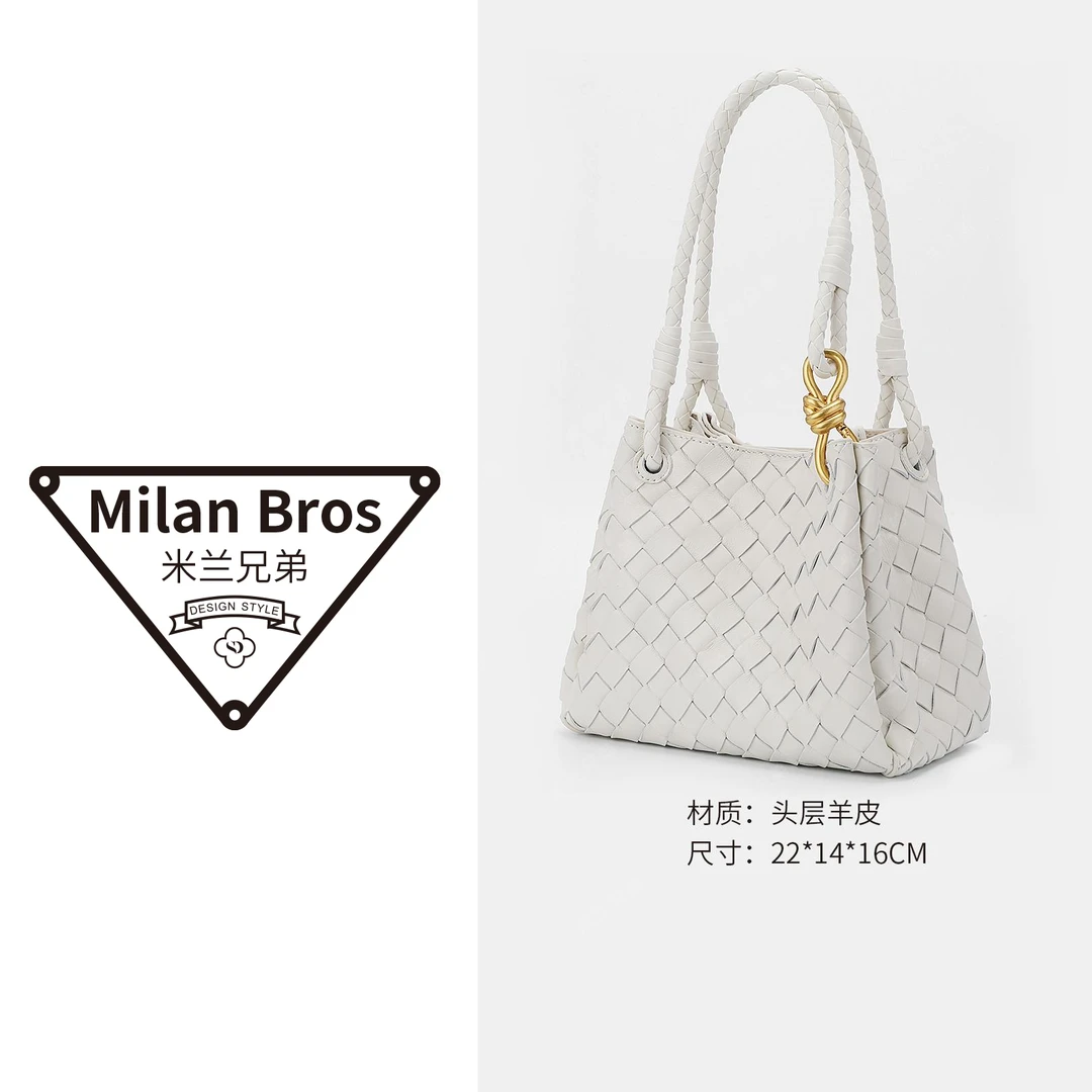 【米兰兄弟】头层羊皮 手工编制降落伞白色