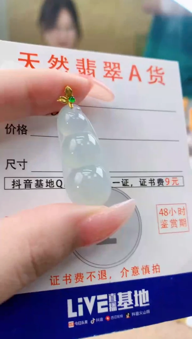 颈饰18K金镶嵌翡翠天然A货翡翠挂件