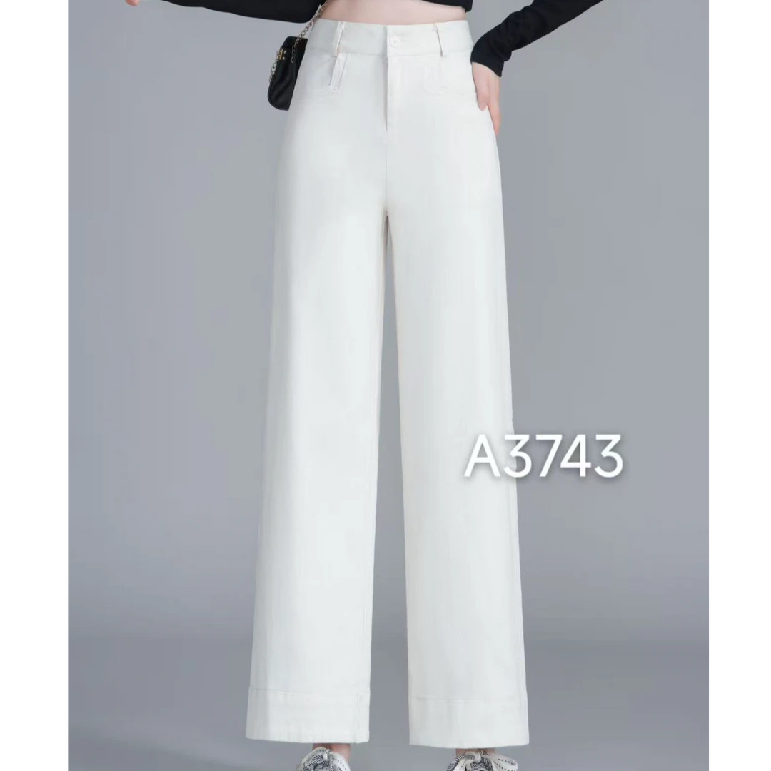 炬雅【3743】2025新款斜裁口袋设计感高腰直筒阔腿显瘦显高直筒裤