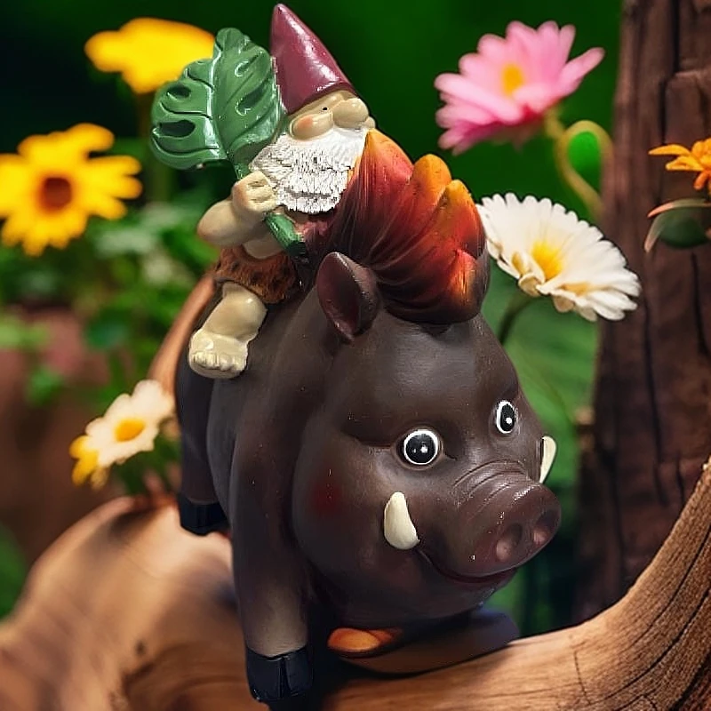 地精骑野猪户外摆件家居摆件