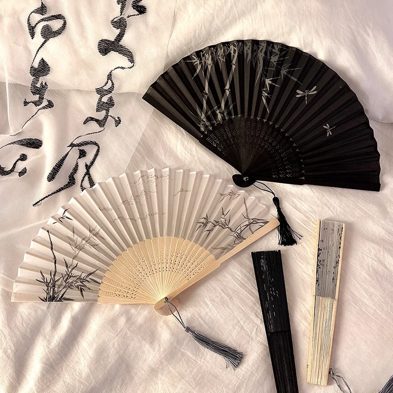 【现货速发】新中式古风竹子折叠扇子夏天轻便旗袍汉服随身便携折