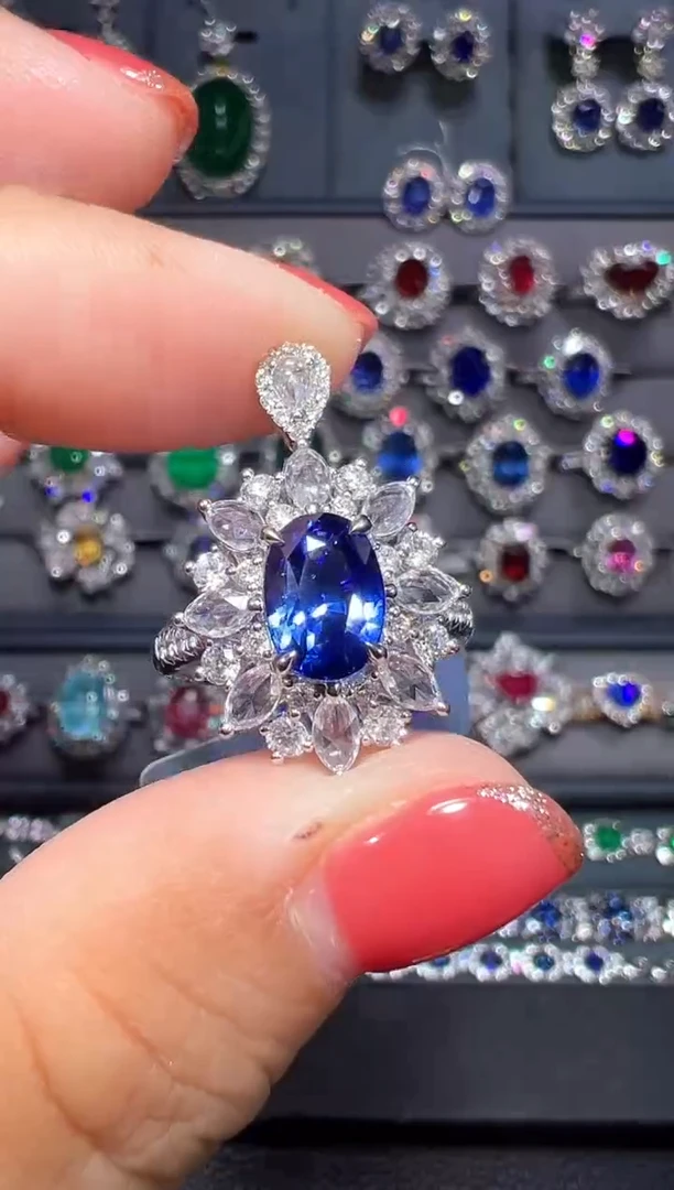 AIGS皇家蓝蓝宝石18K金镶嵌3.08ct