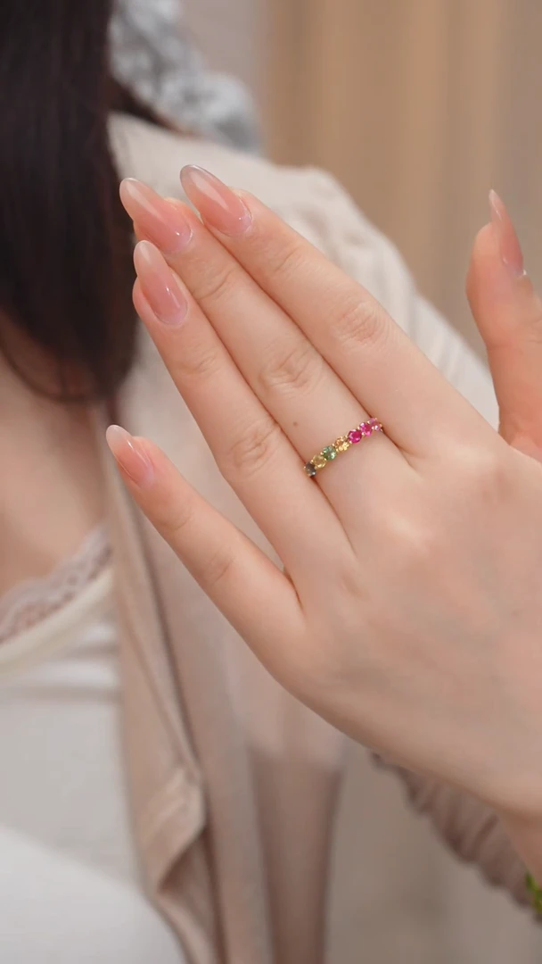 戒指18K金镶嵌碧玺@@J0077