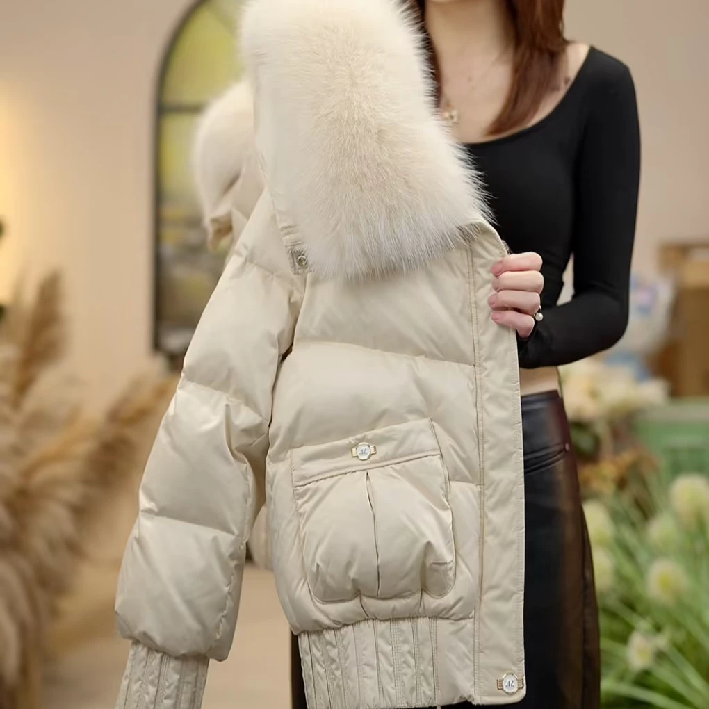 【AL】新年穿搭 | 可拆卸洋气时尚百搭保暖纯色冬季大毛领保暖外套