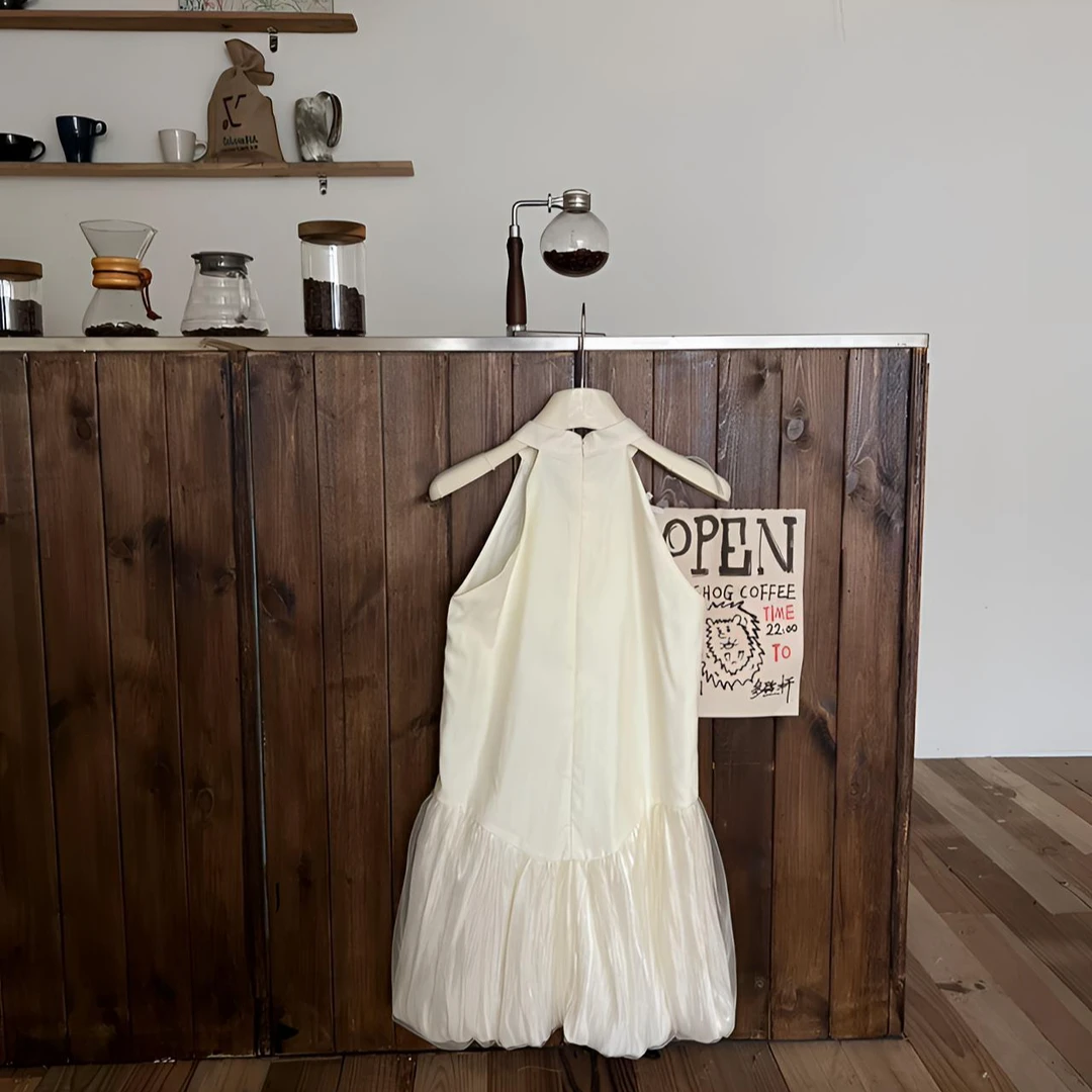 【赵小小&仙气少女 氛围拿捏】蝴蝶结背心订婚领证蓬蓬连衣裙27137