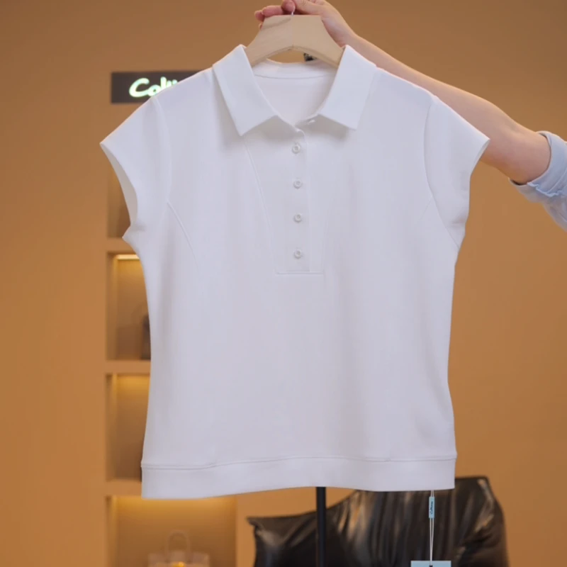 【越越-F】时尚百搭翻领半扣短袖T恤-Y17689