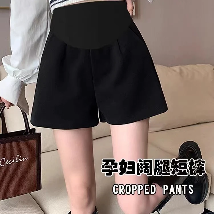 孕妇短裤夏季薄款外穿小个子百搭高腰托腹裤夏天休闲宽松阔腿裤