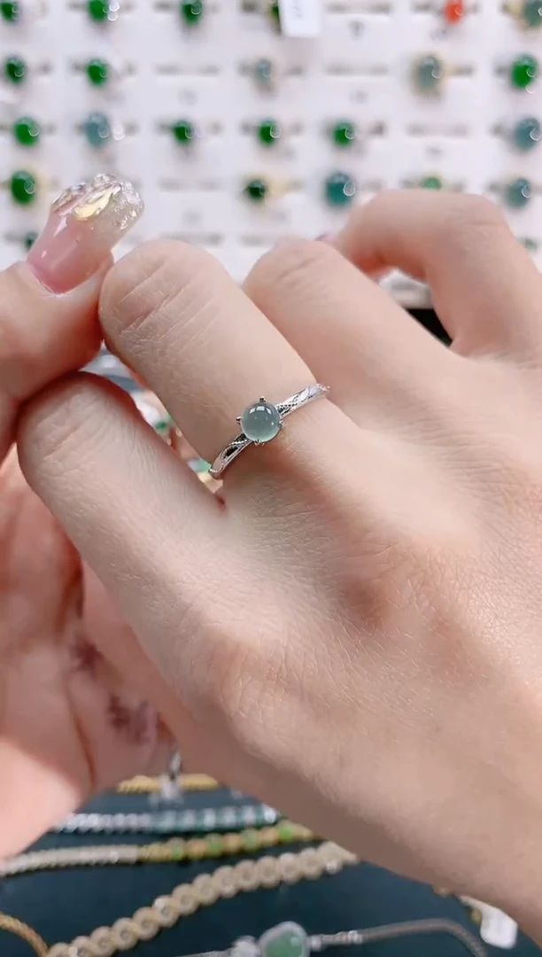 【闪购商品】翡翠戒指银S925镶嵌天然翡翠