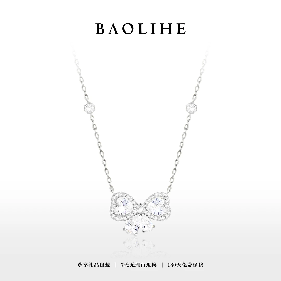 坠链均925银锆石 镀K金  灵动蝴蝶结  少女系项链X7171