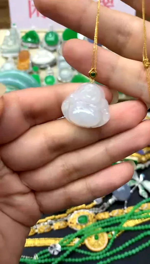 翡翠18K金镶嵌颈饰389-中国好珍宝