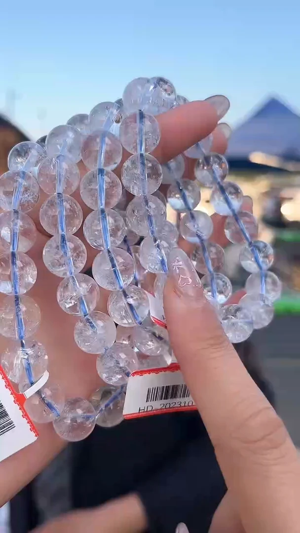 水晶手链未镶嵌天然白阿赛手串多样性发一12mm