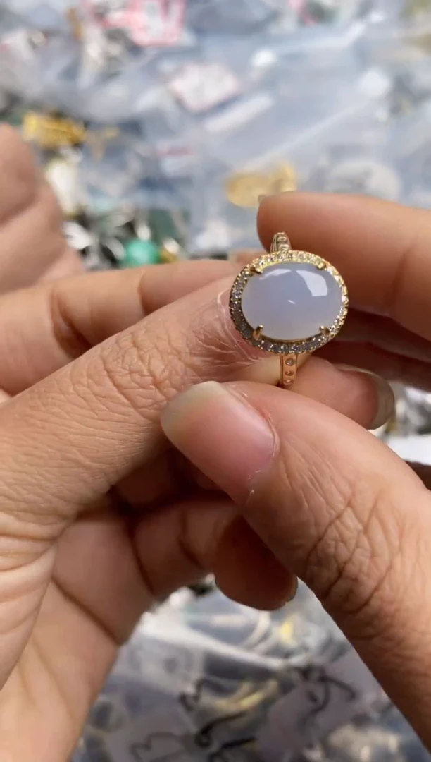 银S925镶嵌戒指翡翠10-8