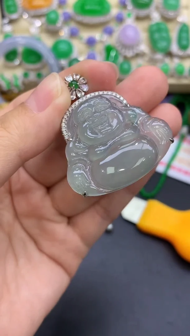 颈饰18K金镶嵌翡翠448-中国好珍宝