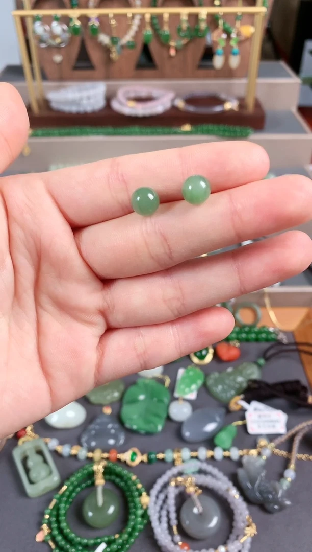 银S925镶嵌和田玉耳饰1