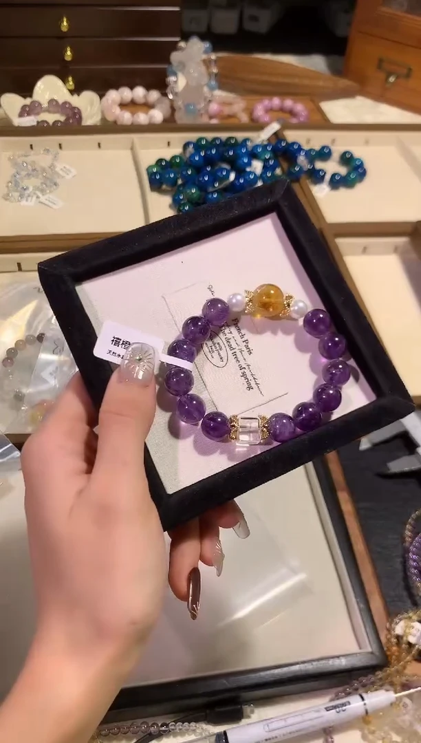 水晶手链合金Y872天然水晶手串 多样性发货