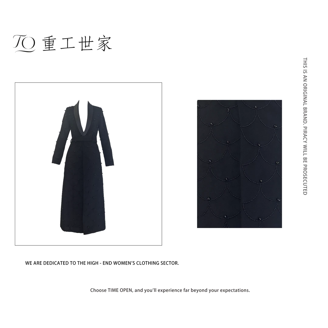 美人鱼高定鎏鳞时尚轻奢钉珠高定长款大衣