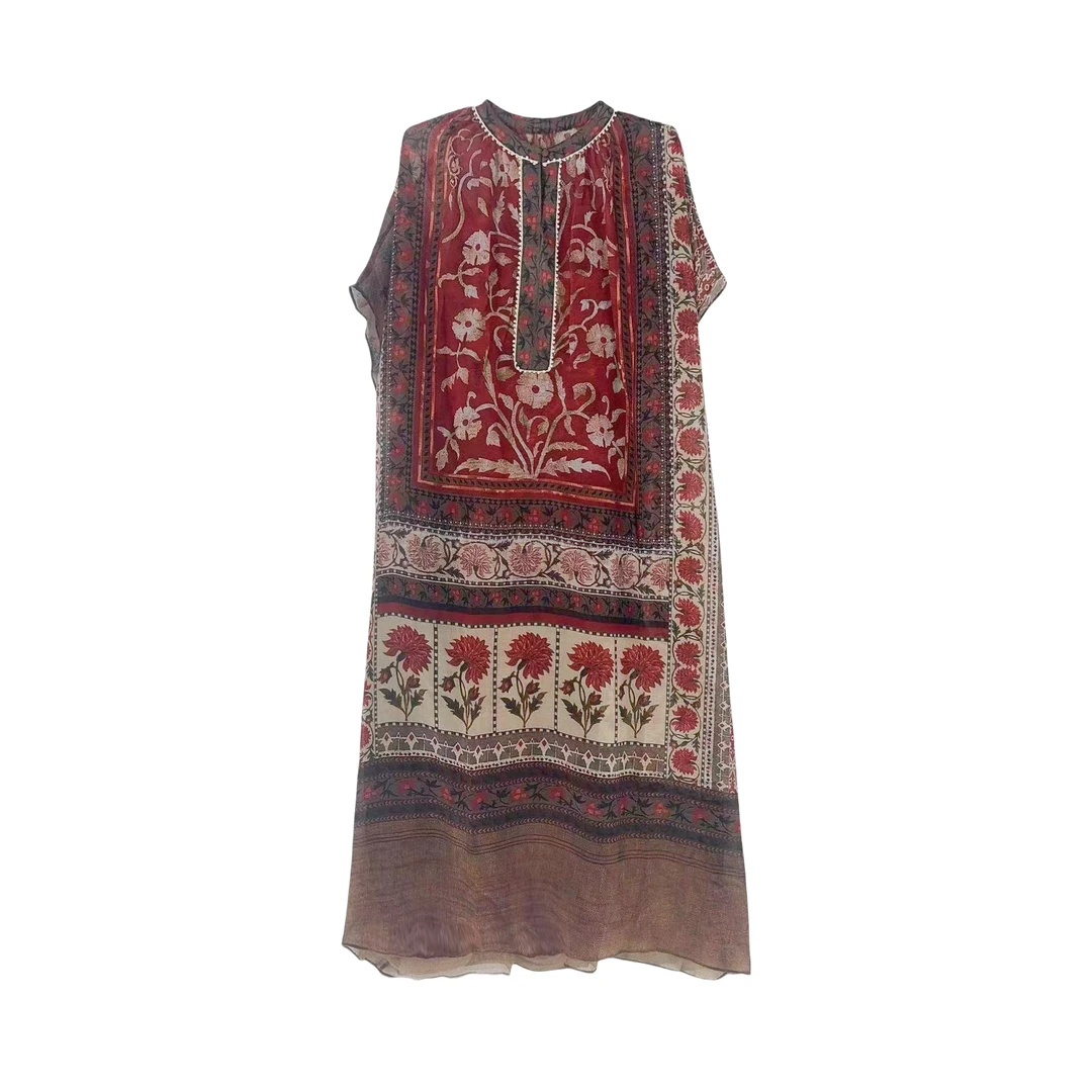 ChenYueTong【时光红影】波西米亚复古海边度假连衣裙LYQ8081