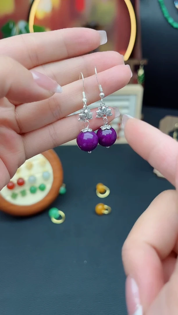 玛瑙/玉髓耳饰银S925镶嵌729000