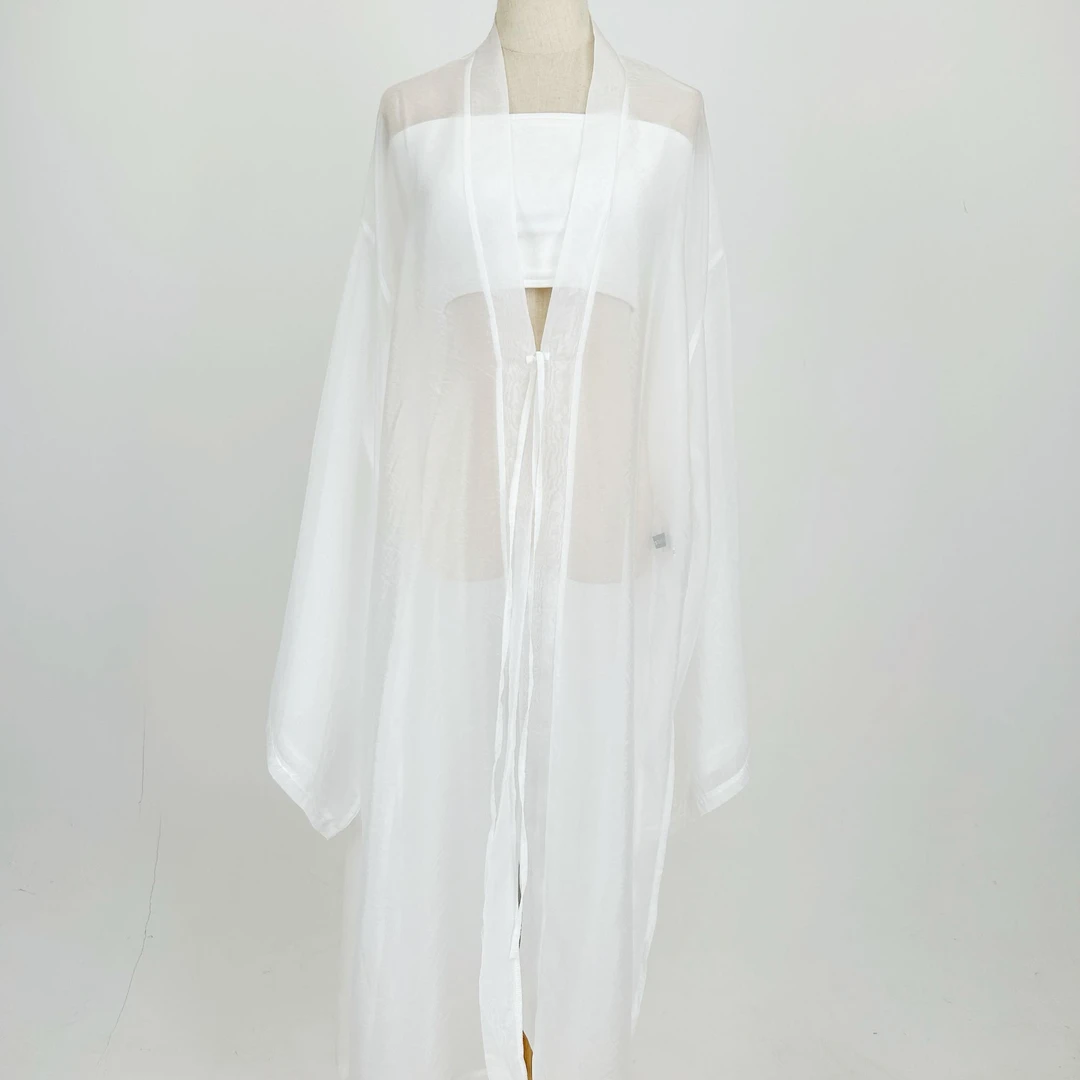 WYZ国风宽袖飘逸纱衣质感舞蹈服古风表演服中国风纱衣仙气薄款