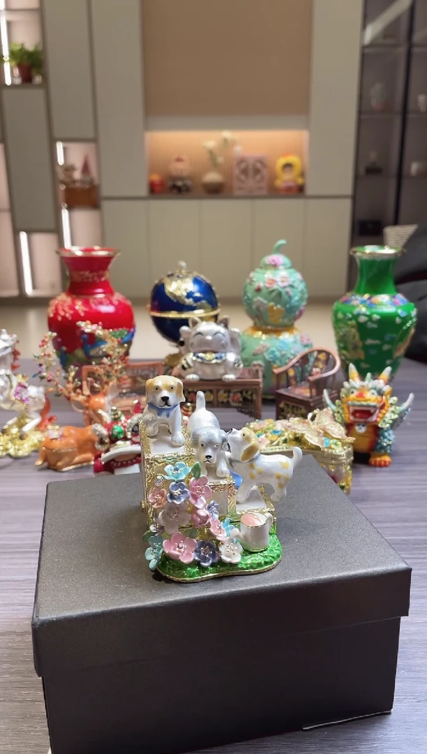 摆件七宝烧珐琅彩首饰盒