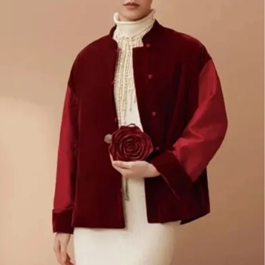 【刘家】刺绣夹棉外套拼接外套